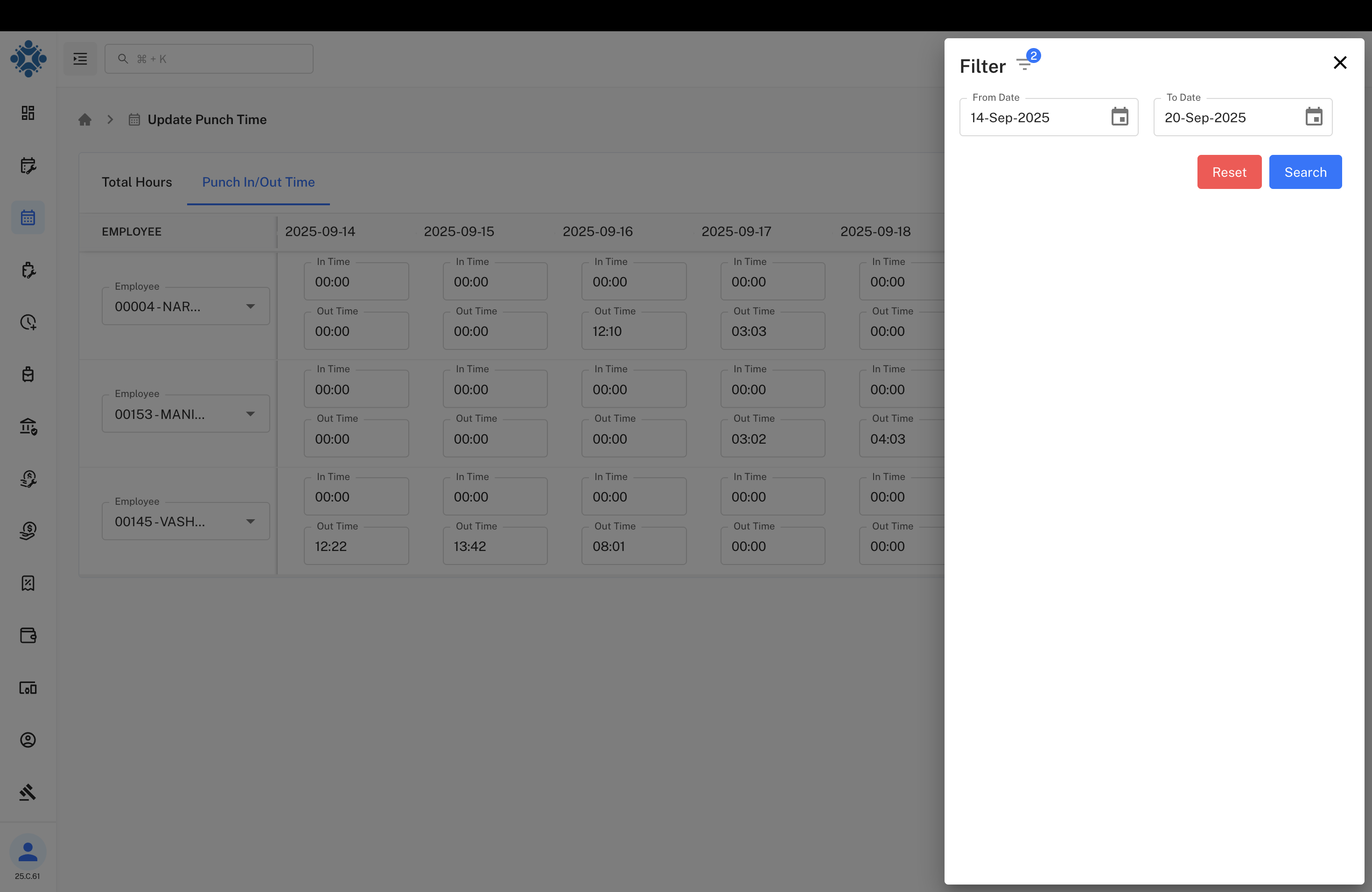Date Filter Interface